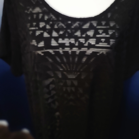 Swim suit cover up with hoodie. Black Rayon. - Picture 5 of 5